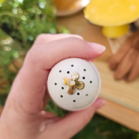 Vintage 1960's Avon Milk Glass Shakers with Colorful Mod Floral Pattern - Picture 10 of 11